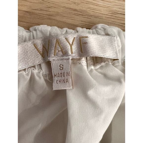 WAYF Brooke Eyelet Off Shoulder Puff Sleeve Crop Top Ivory Women's Size S NWOT - Picture 5 of 6
